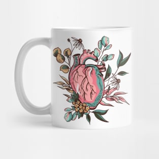 human heart flower illustration Mug